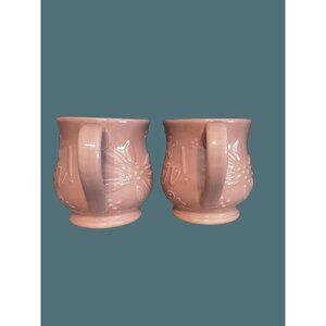 Temptations By Tara Set 2 Mugs Sculptural Celebration 16oz Special Edition Pink